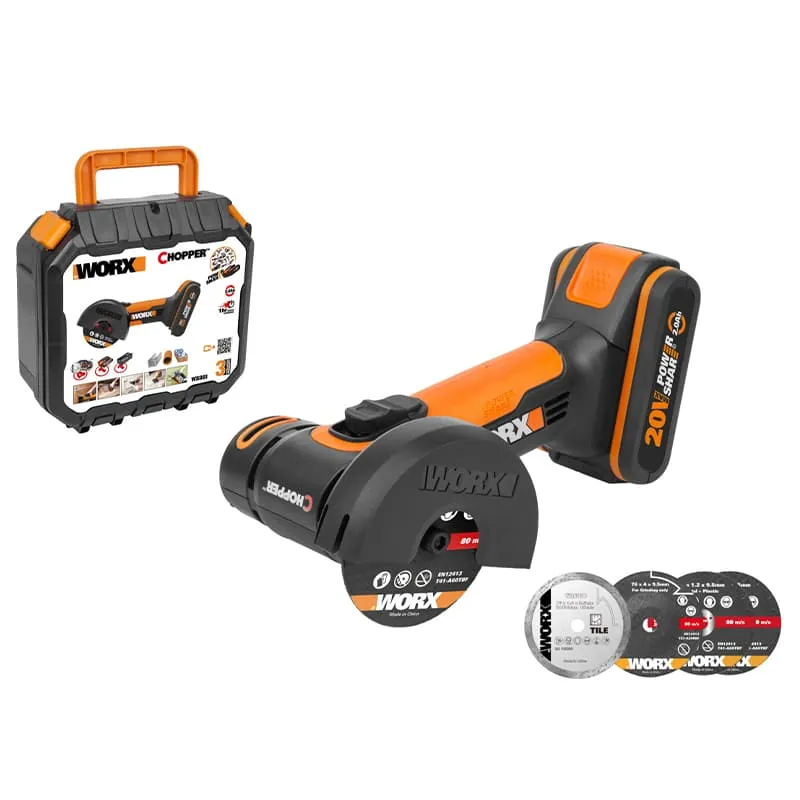 Угловая шлифмашина (болгарка) WORX WX801 20V 76мм аккумуляторная — детальное фото